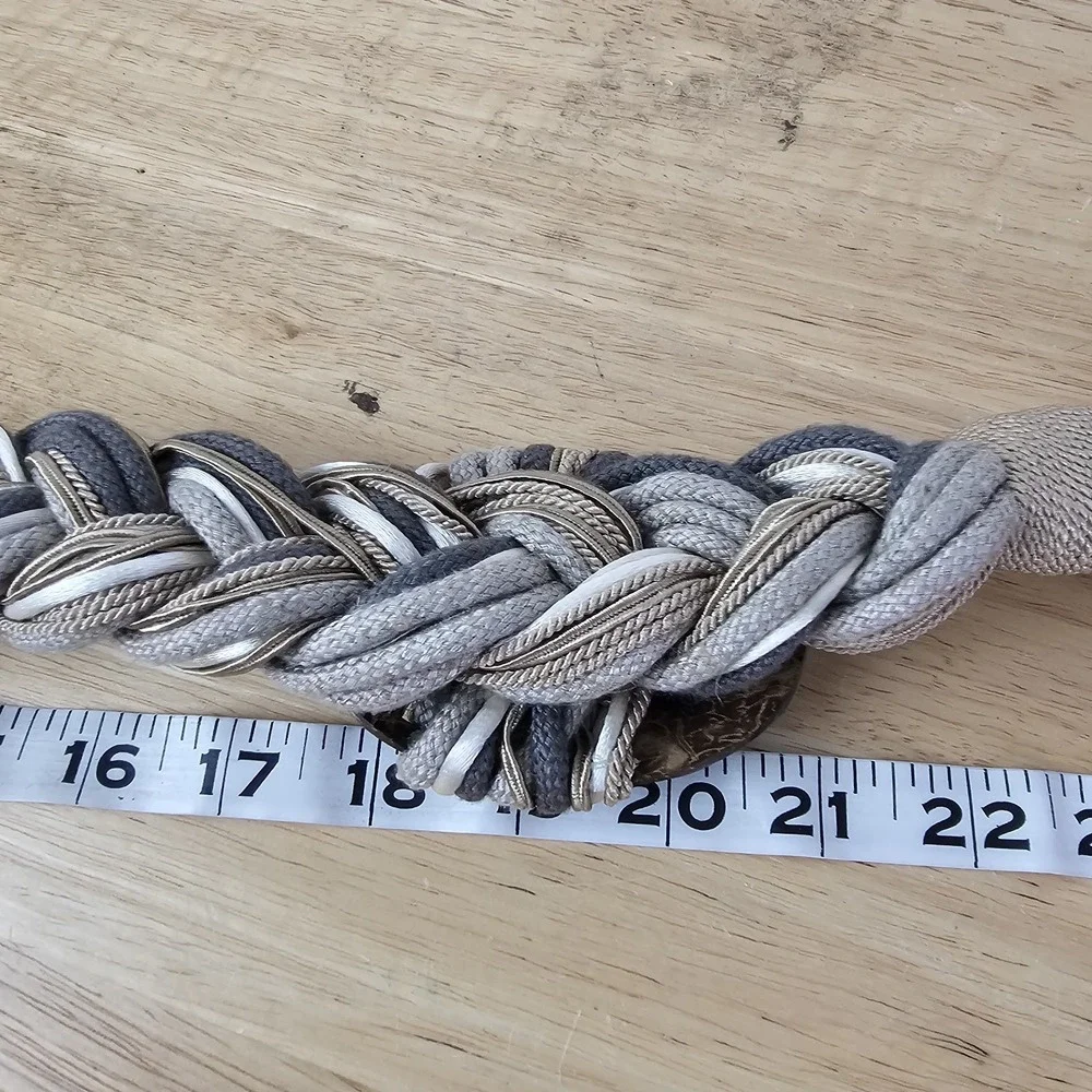 Womens Vintage Belt Shell Braided Abalone Wood Size 28 - 32